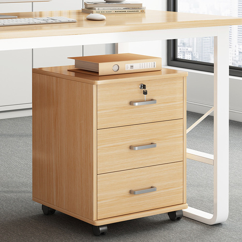 Lockable storage cabinet with wheels, under-bed storage cabinet, wooden drawer cabinet, low cabinet, small cabinet