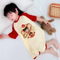 Ночная рубашка для девочек Little Nezha, лето 2025, тонкие цельные пижамы с героями мультфильмов, детская домашняя одежда с кондиционером в детском стиле