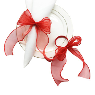 Cross-Border Hot-Selling Wavy Bow Table Ring Silk Texture Fishtail Yarn Holiday Napkin Buckle Red Napkin Ring