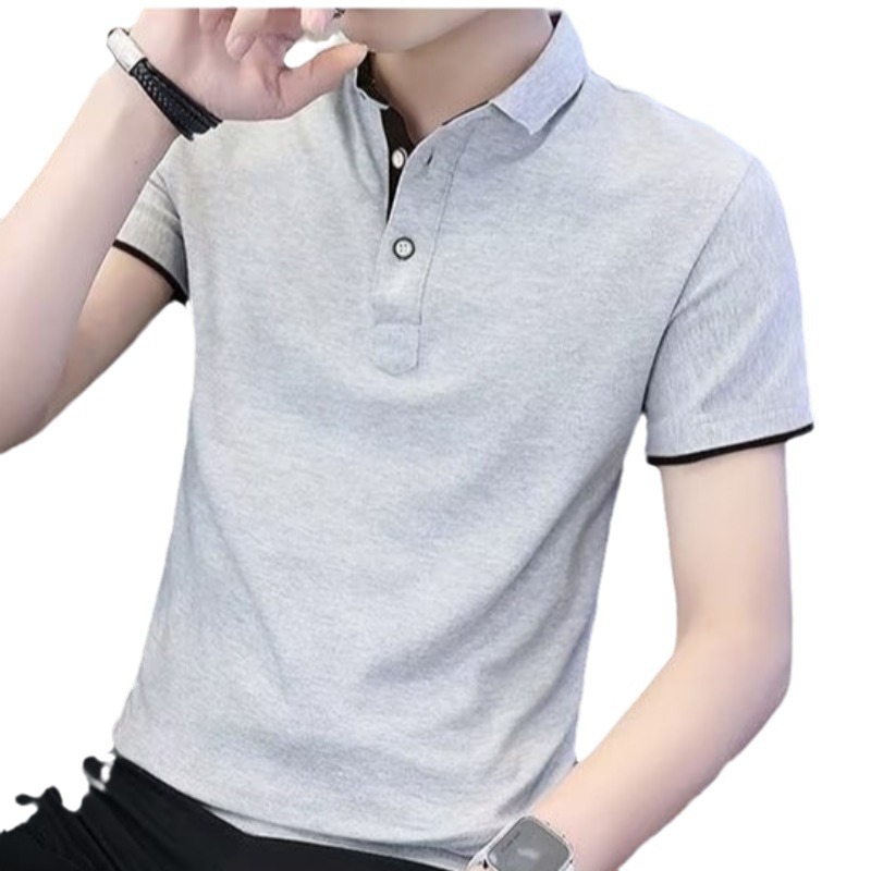 Marea de verano marca de manga corta Camiseta masculina solapa Polo ins coreano nuevos hombres collar color marea transfronteriza