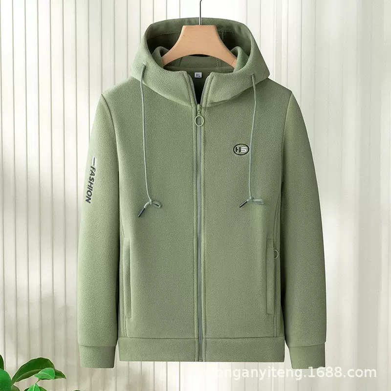 女装春秋新款户外休闲运动连帽摇粒绒卫衣外套拉链抓绒衣保暖开衫