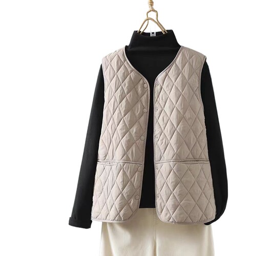 Mid-to-Older Women's Vest, Thick Winter Backless Cardigan, Loose and Lightweight, Warm, Plus Size Women's Outerwear