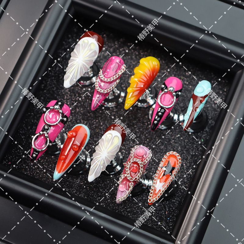 Premium Wearable Nails for Hot Girls, Zebra Pattern Wearable Nails, Colorful Diamond Cat Eye Gradient Y2K European and American Nail Stickers Premium Wearable Nails for Hot Girls, Zebra Pattern Wearable Nails, Colorful Diamond Cat Eye Gradient Y2K European and American Nail Stickers