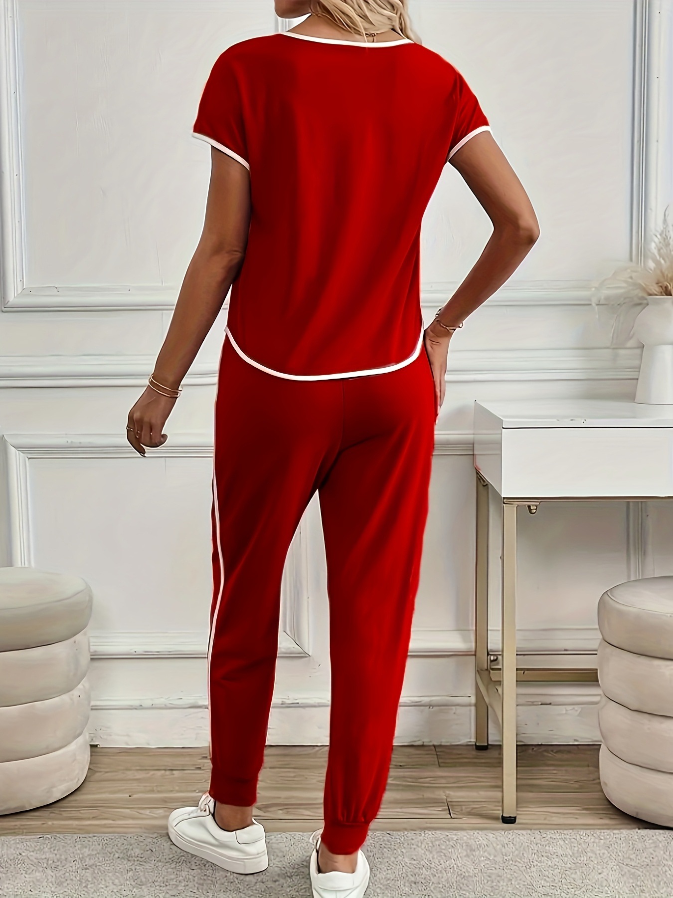 Lässiger Damen Hosenanzug Mit Farbblock Design Für Den Sommer_voghion.com