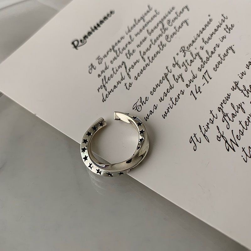Vintage ster open ring voor dames elegant punk design_voghion.com