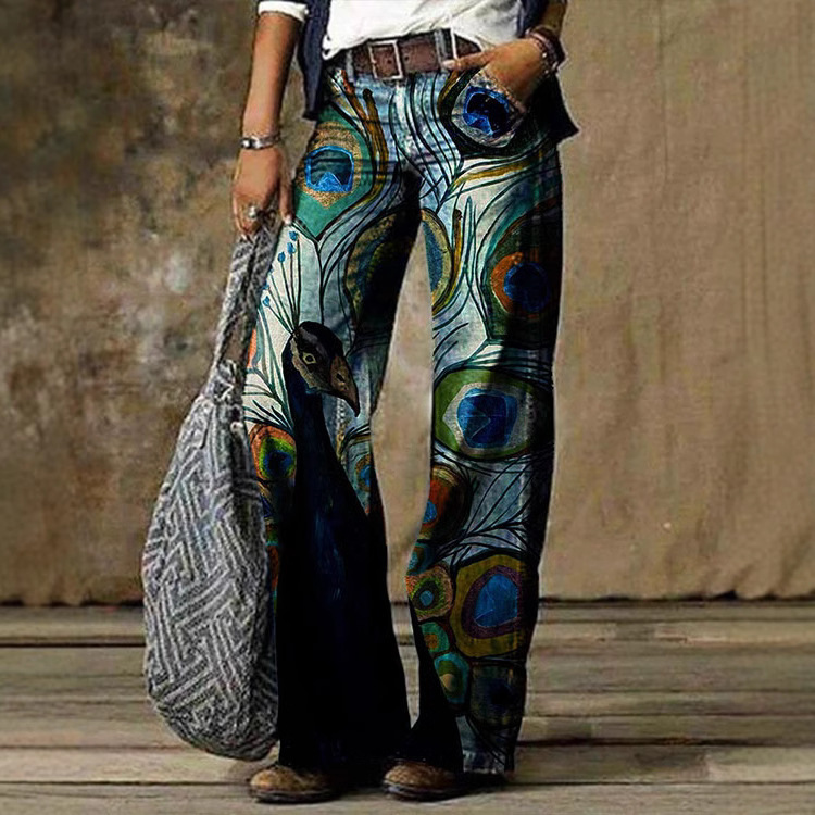 Bd06 260g Twill Women's Jeans Printed Imitation Jeans Ebay European and American Export Thin Casual Pants