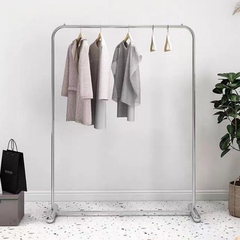 Estante de exhibición de tienda de ropa, estante de acero inoxidable especial para estante de tienda de ropa de mujer
