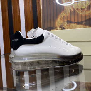 Autumn New Gele McQueen Air Cushion White Shoes Men's Genuine Leather Crystal Hollow Platform Shoes Couple's Torre Shoes