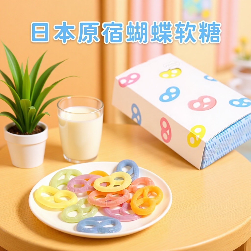 日本同款蝴蝶结糖网红店软糖盒装曲奇琥珀软糖水晶糖出口源头厂家