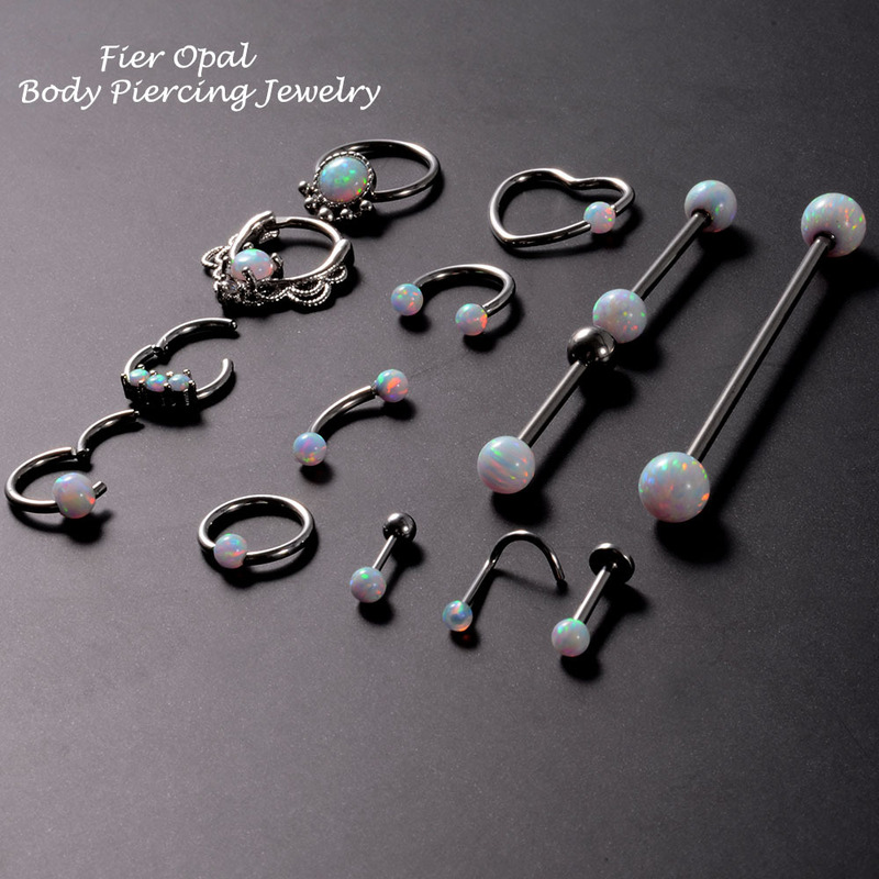 Cross-border White Aobao Earrings Stainless Steel Oper Tongue Nose Nail opal Lip Nail Eyebrow Nail Ear Bone Ring Horseshoe Ring Cross-border White Aobao Earrings Stainless Steel Oper Tongue Nose Nail opal Lip Nail Eyebrow Nail Ear Bone Ring Horseshoe Ring