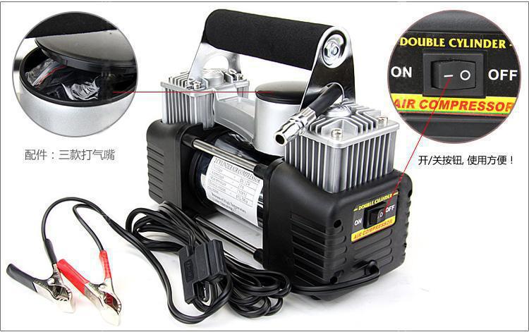 220V Dual-Cylinder Electric Air Pump for Home Use, High-Pressure Small Car Air Pump, Car Tire Inflator