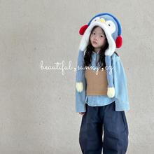 复古毛绒绒一体帽儿童巨可爱捏捏乐雷锋帽男童女童保暖帽