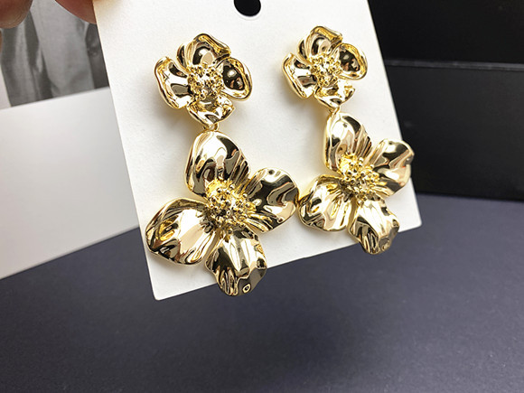 1 Paar Mode Blumen Metall Überwurf Damen Ohrringe display picture 2