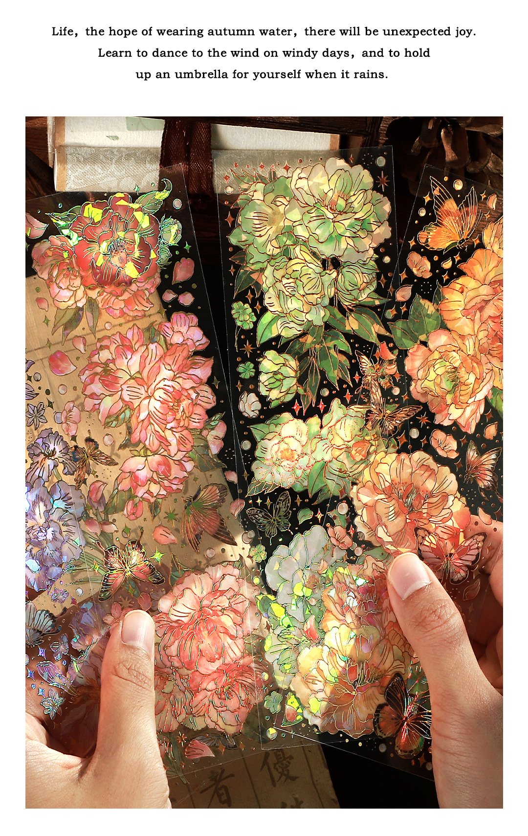 3 Blatt/Packung Laser Bronzing PET Heißprägung Qualle Niedlicher Bär Hund Blumen Transparente dekorative Aufkleber – Detail 18