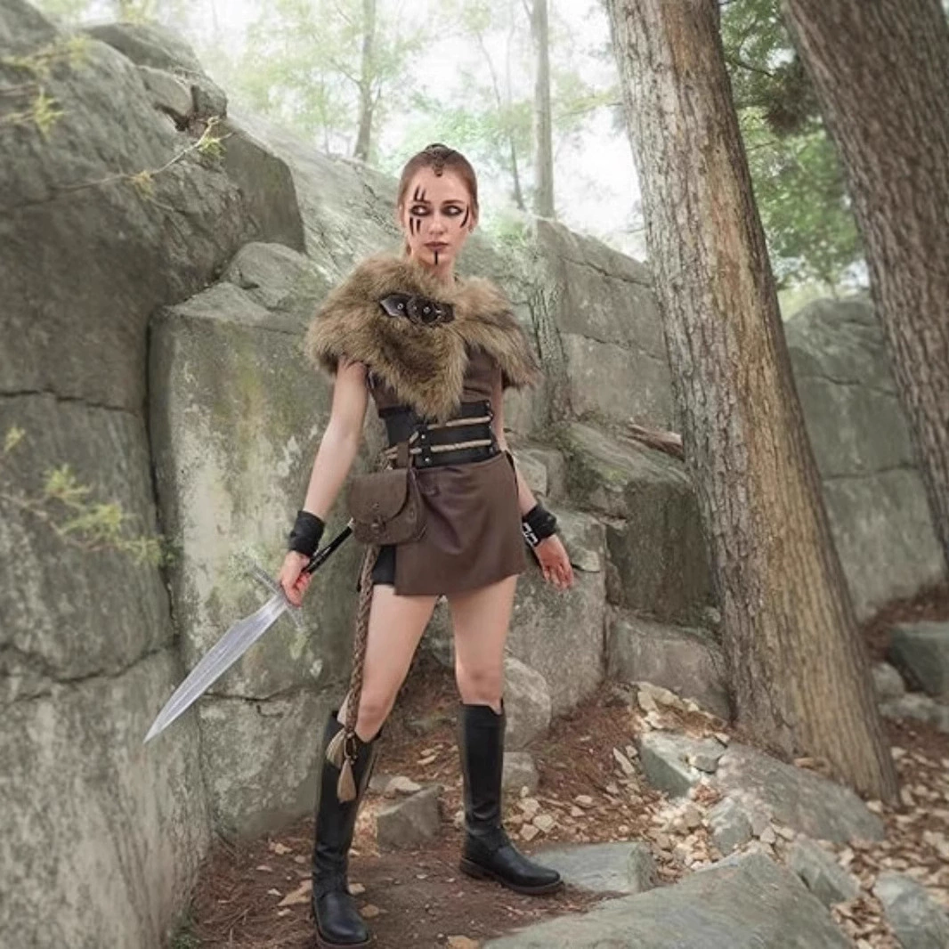 Пряжка для ремня с пересечением границ, Хэллоуин, пародия, средневековый реквизит для ролевых игр, костюм, двумерный меховой плащ, шаль