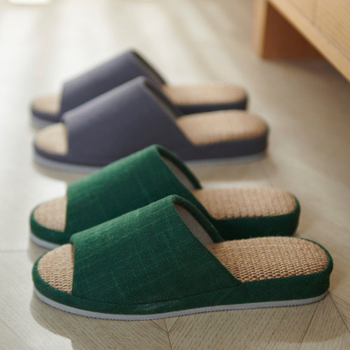 Simple and Thick Cottontail Slippers for Women, Spring and Autumn Home Indoor Seasonal Use, Household Wooden Floor Slippers for Men, Linen Mat wholesale