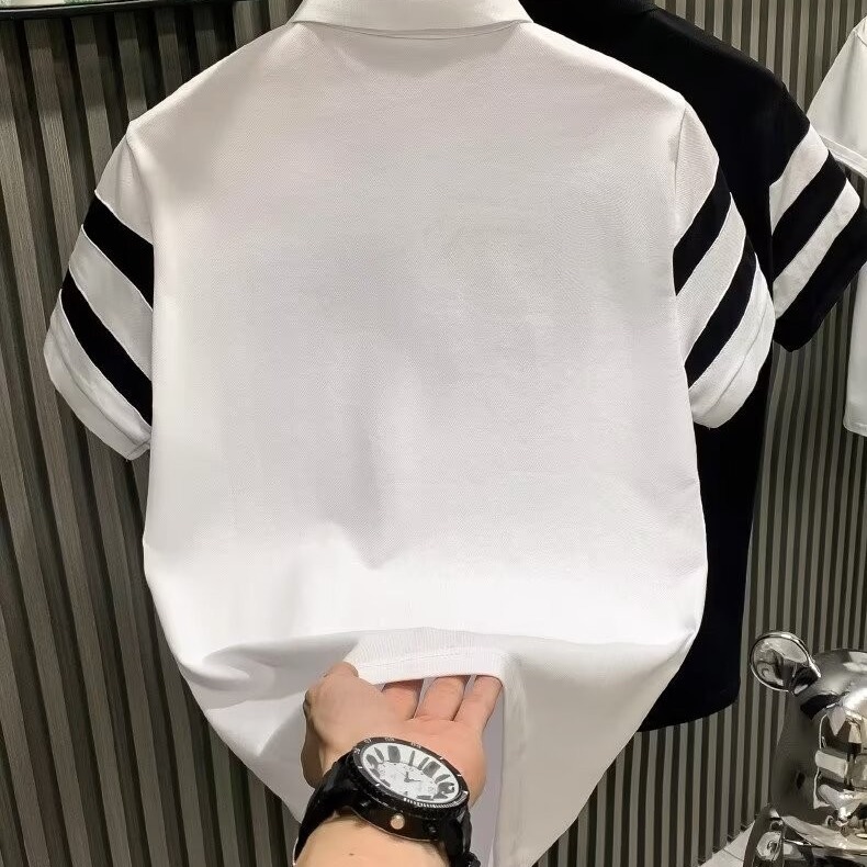 Camiseta de manga corta polo para hombre 2025 nuevo verano inglés marca de moda tendencia rufián guapo rojo solapa media manga