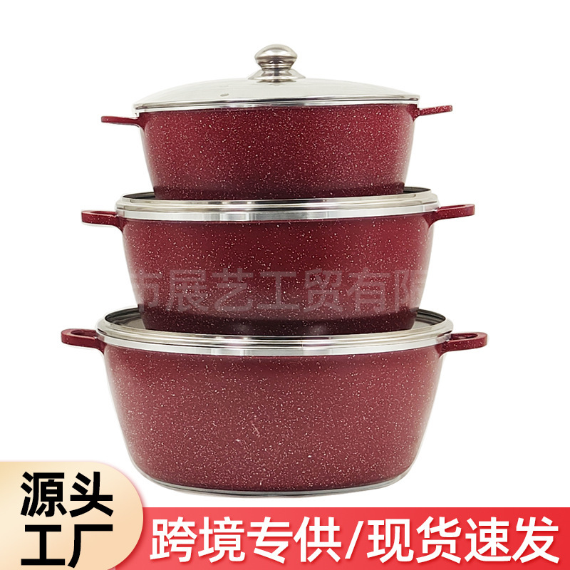 アルミダイカスト鍋セット、スープ鍋セット、ノンスティック麦飯石鍋、越境専用、同型dessinipotset卸売|undefined