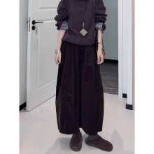 复古百搭松紧休闲女新款大码胖mm宽松显瘦直筒阔腿裤