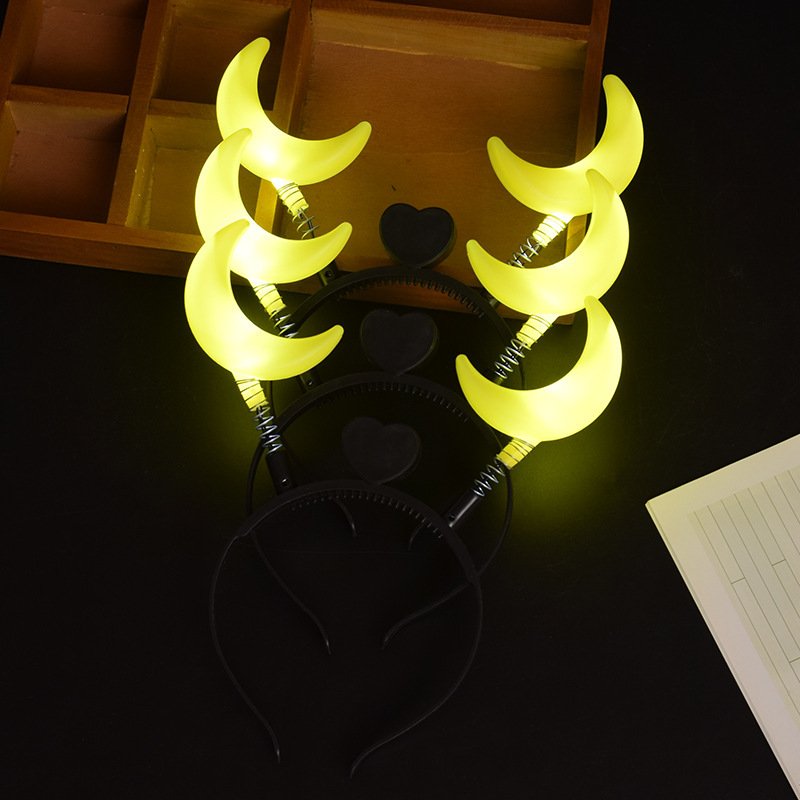 Glowing Moon Star Headwear Headband Star Moon Headband Hair Clip Mid-Autumn Festival Lantern Fair Decoration Atmosphere Glow-in-the-Dark Decoration