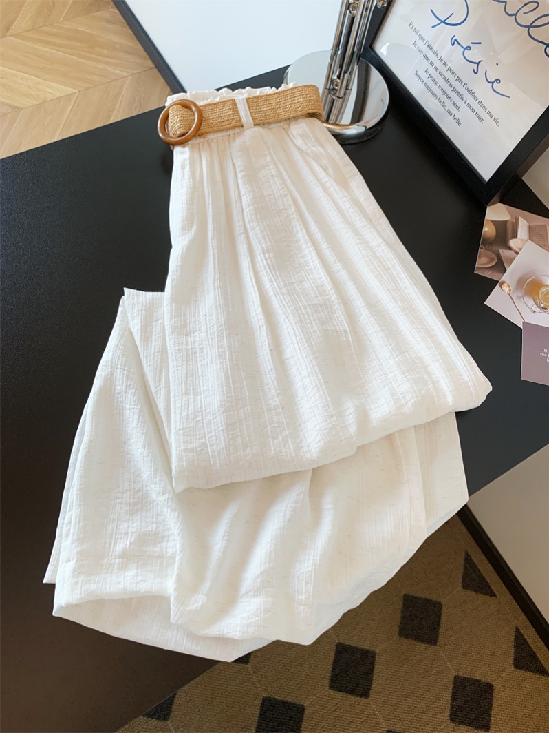 品牌折扣感棉麻休闲阔腿裤女2025年夏季新款垂坠感大摆裙裤子