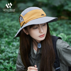 拼色漁夫帽日系戶外爬山登山盆帽男防水遮陽防曬撞色太陽帽子女夏