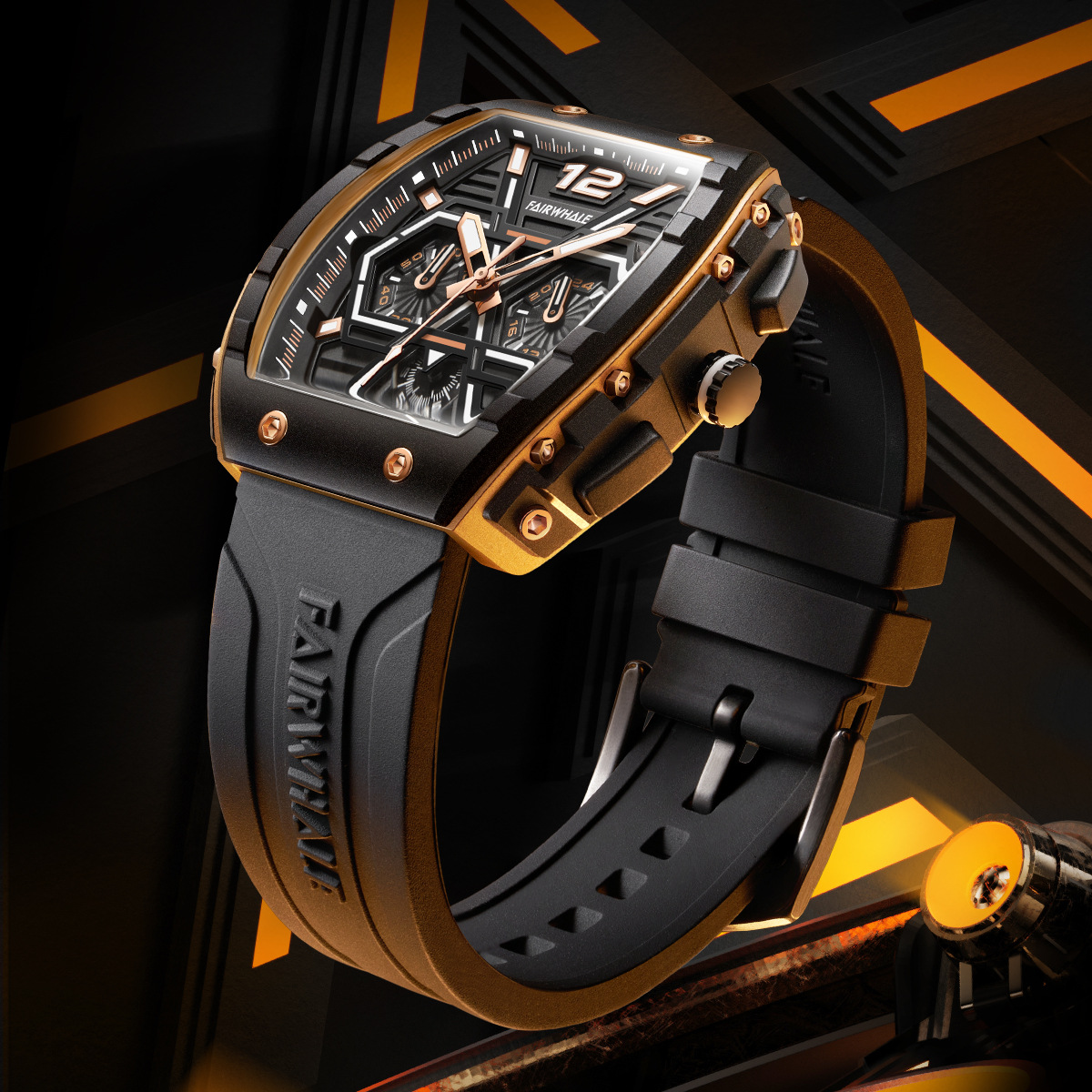 Mark Fairwhale Brand Watch for Men, Silicone Plastic Three-Eye Popular Style, Stylish Quartz Watch