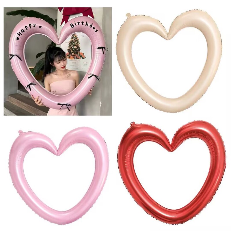 40inch Photo Frame Hollow-Out Heart Aluminum Foil Balloon Photo Props Valentine's Day Chinese Valentine's Day Confession Wedding Birthday Decoration 40inch Photo Frame Hollow-Out Heart Aluminum Foil Balloon Photo Props Valentine's Day Chinese Valentine's Day Confession Wedding Birthday Decoration