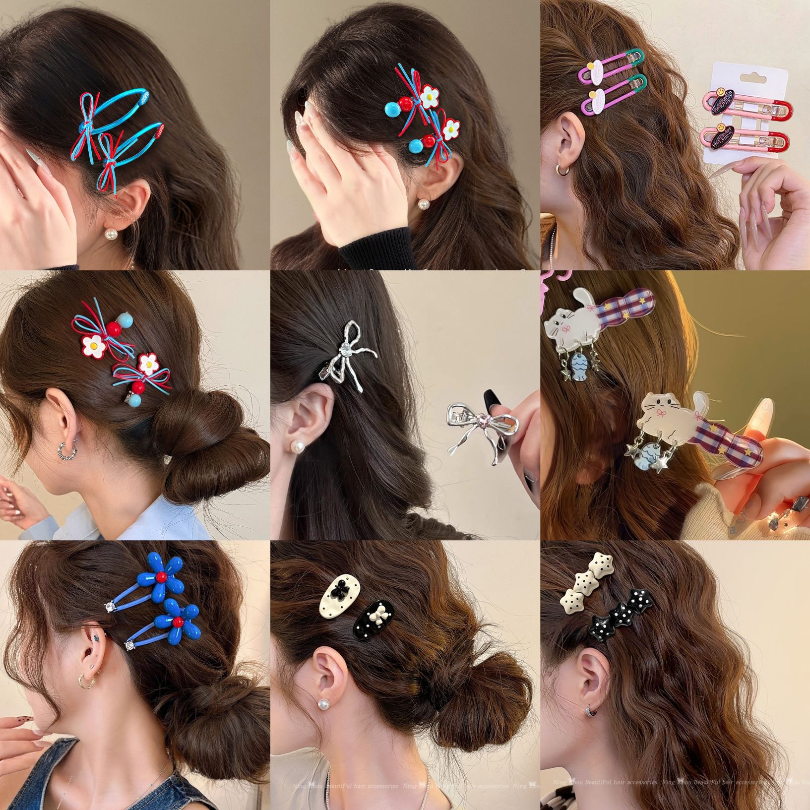 Clip de cabello de arco feminino frange clip lateral clip de boca de pato joyería de otoño 2025 nuevas joyerías al por mayor