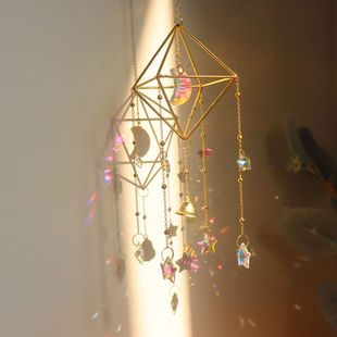 Ins Light and Shadow Crystal Wind Chime Hanging Decoration Fairy Style Birthday Gift for Best Friend Dream Catcher Room Decoration Items