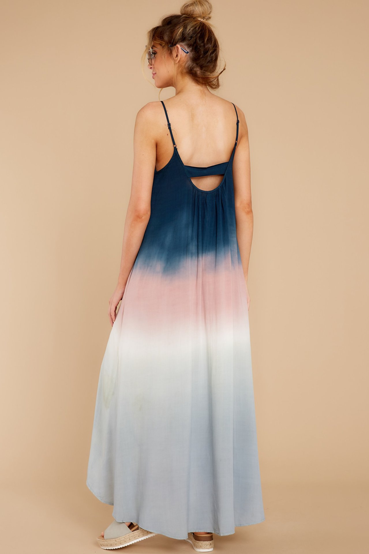 tie-dye U-shaped backless loose slip dress NSMID128686