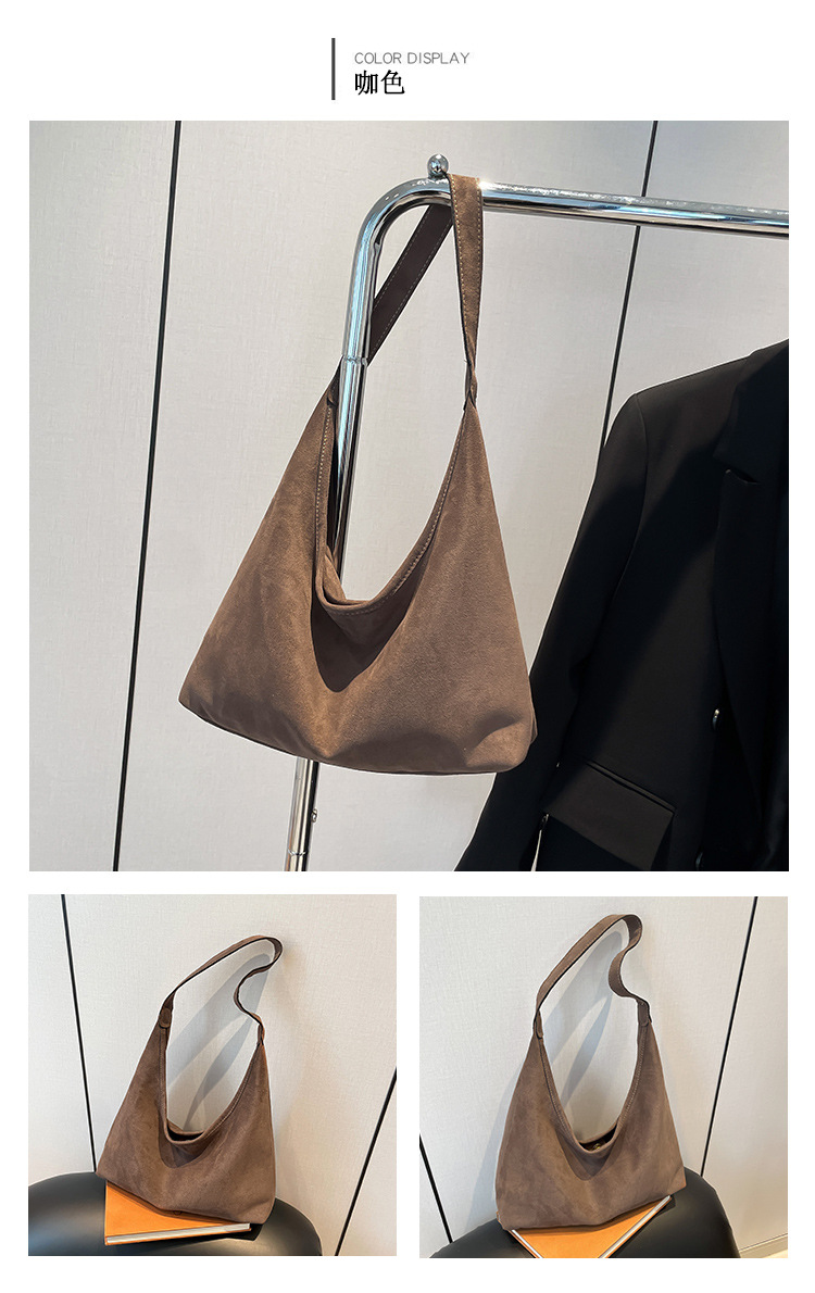 Retro casual commuting large-capacity bag for women, 2024 new autumn and winter suede tote bag, niche casual single-shoulder bag undefined