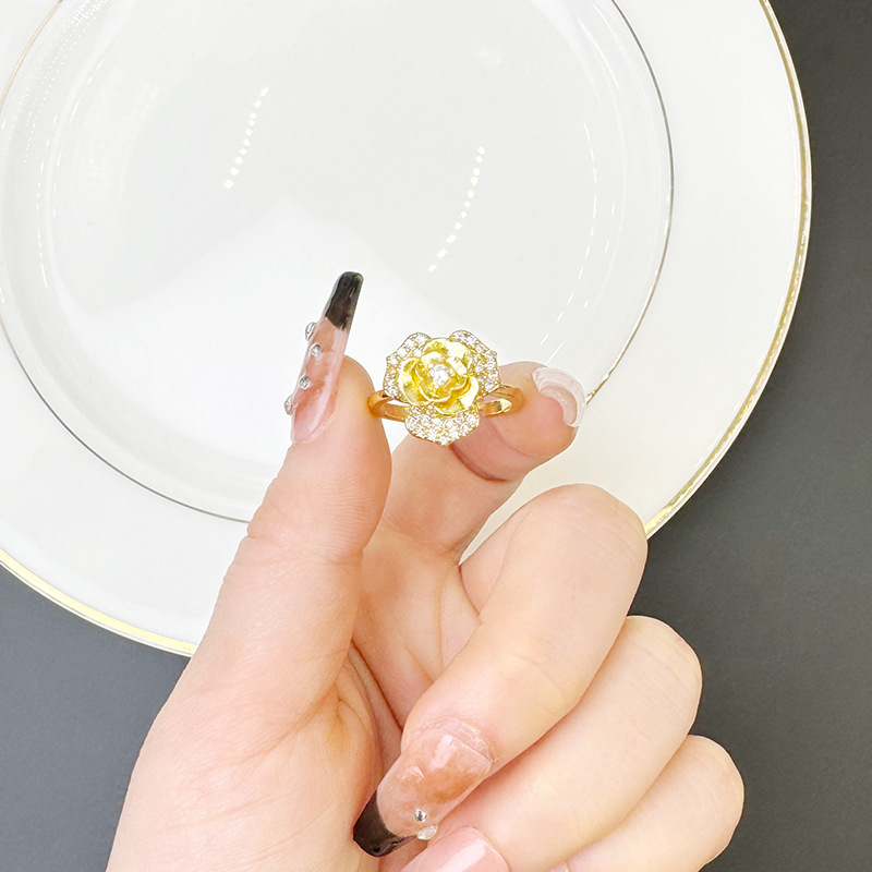 Nuevo anillo de oro de arena vietnamita estilo nacional flores anillo de boca viva temperamento estilo palacio joyas de alta calidad