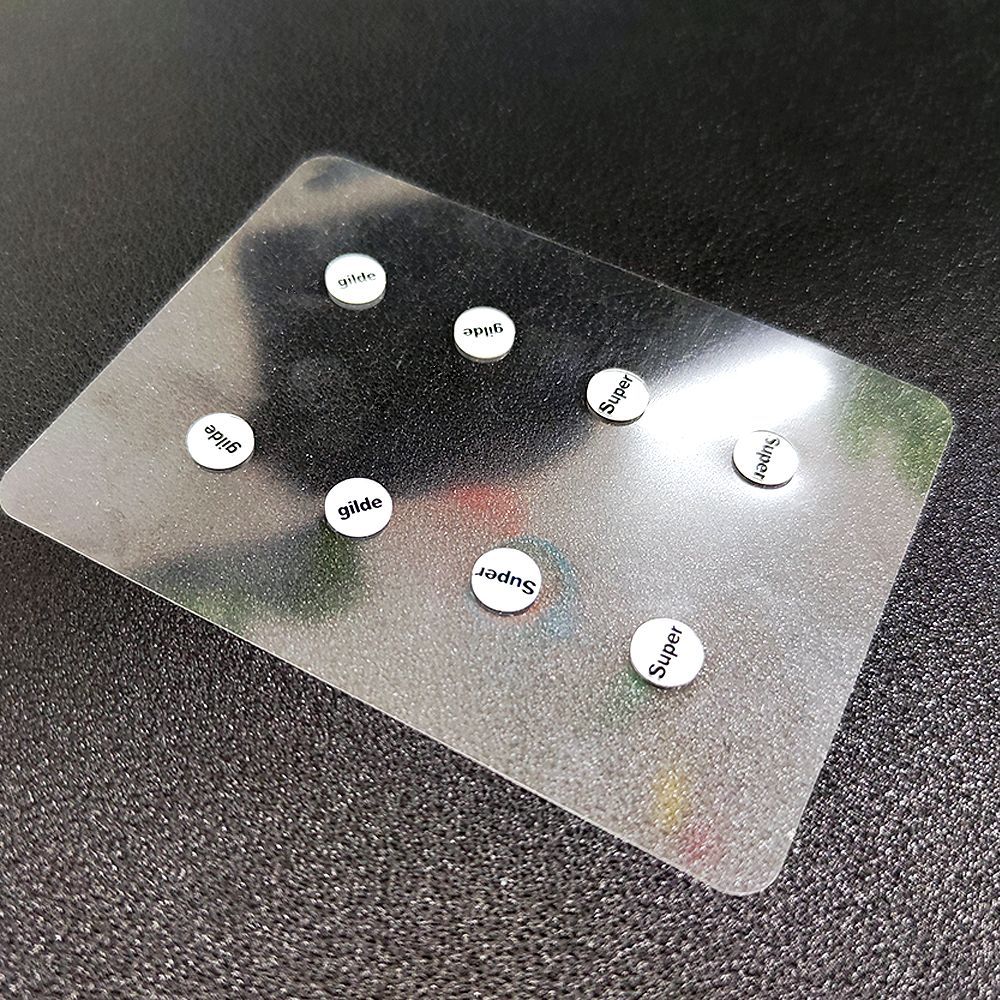 Suministro directo de fábrica e-sports mouse etiqueta engomada del pie de cristal universal pequeño punto de cristal mouse pie pad serigrafía logo