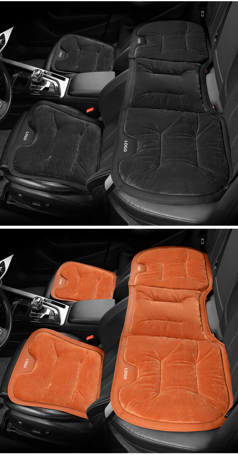 Winter short velvet warm car seat cushion fleece-lined three-piece single-piece car seat cushion seat cushion rear car cushion winter