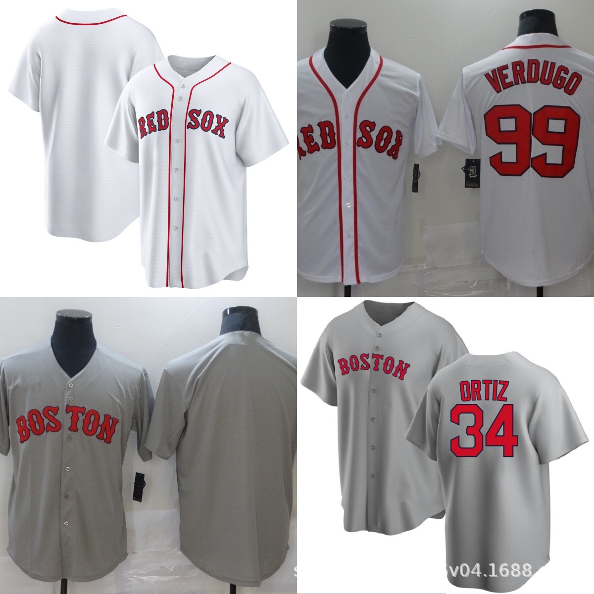 批发红袜队球衣棒球服批发Red Sox 34# ORTIZ 5# 11#跨境代发