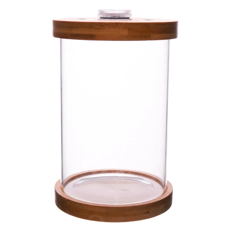 Малый аквариум светодиодная лампа бамбуковая доска основание крышка аквариум аквариум ландшафтное стекло цилиндрический цилиндр бетта мелкая аквариум оптовая продажа