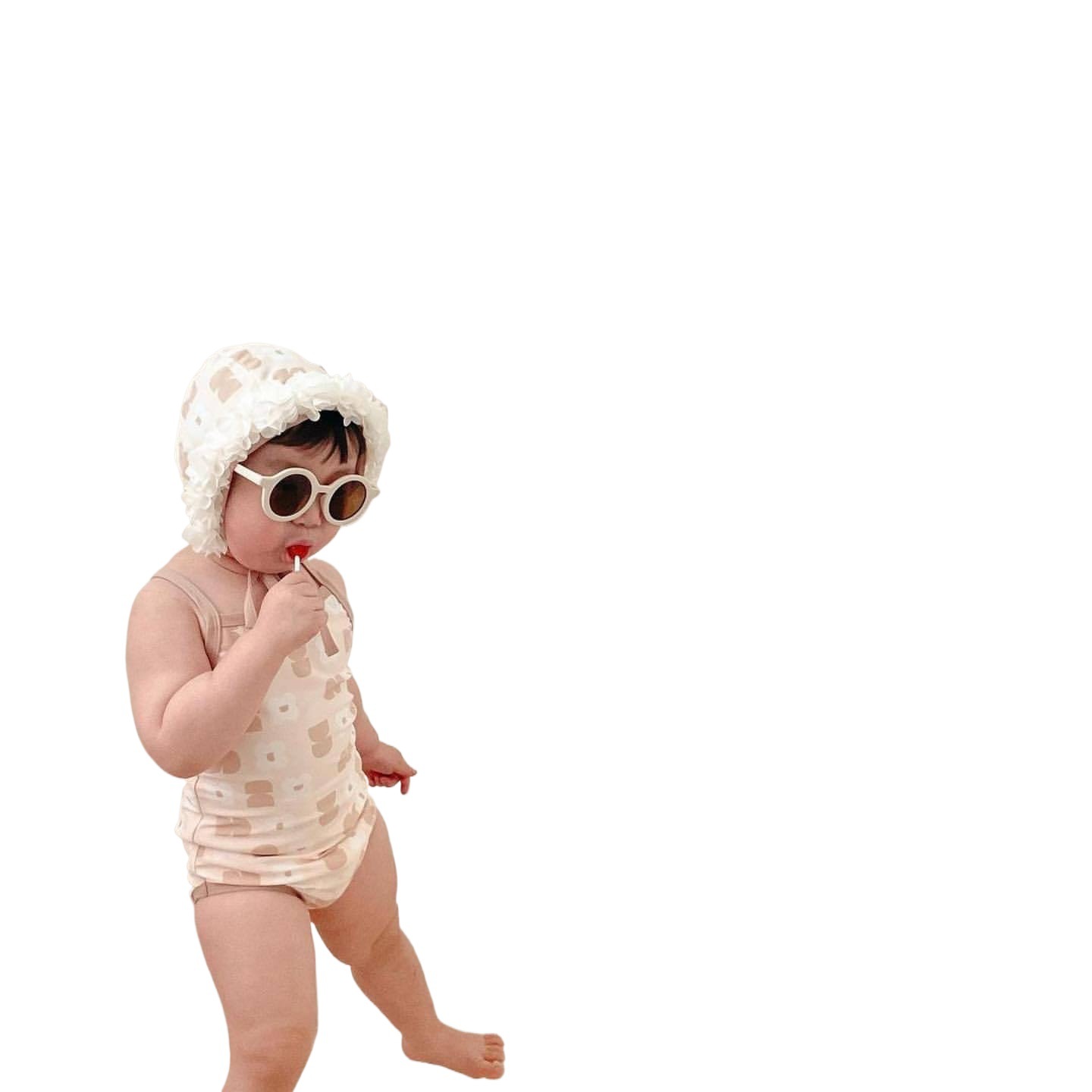 INS estilo coreano niñas Flor del bebé con capucha de una pieza traje de baño recién nacido bikini split traje de tres piezas traje moda