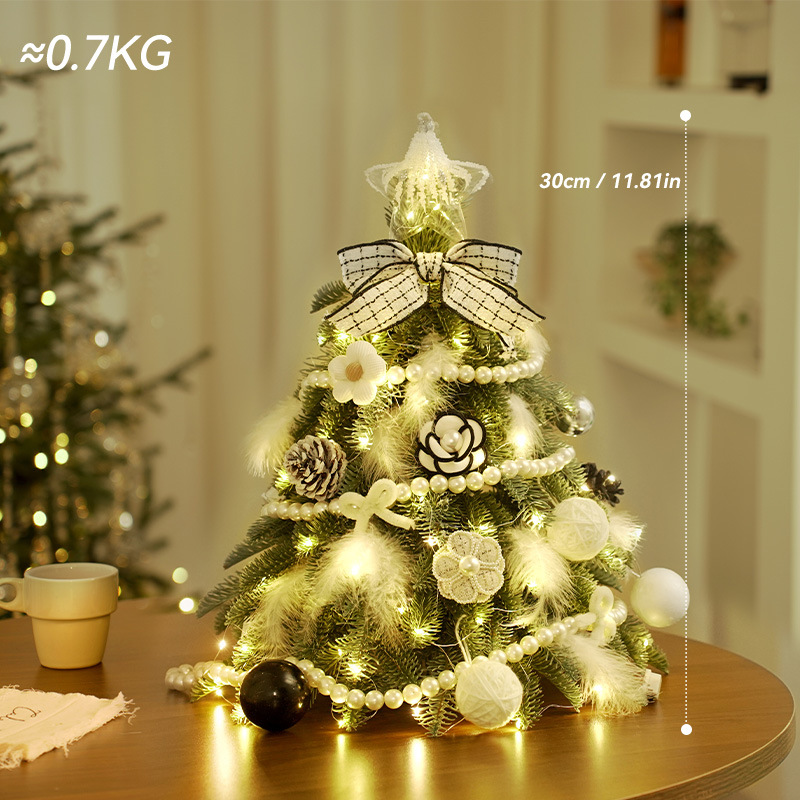 Paquete de mini árbol de Navidad transfronterizo con iluminación de simulación de cifrado de árbol de Navidad luminoso blanco decoración de mesa