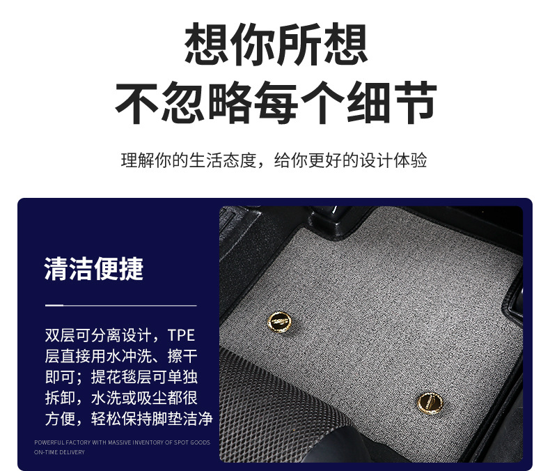 Full-Coverage Tpe Car Floor Mats, Double-Layer Detachable and Wear-Resistant, Suitable for All Car Models