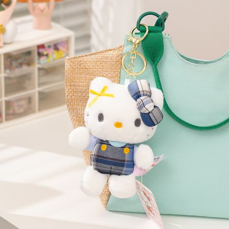 三丽鸥正版凯蒂猫公仔毛绒钥匙扣hellokitty挂件可爱书包娃娃KT猫|undefined