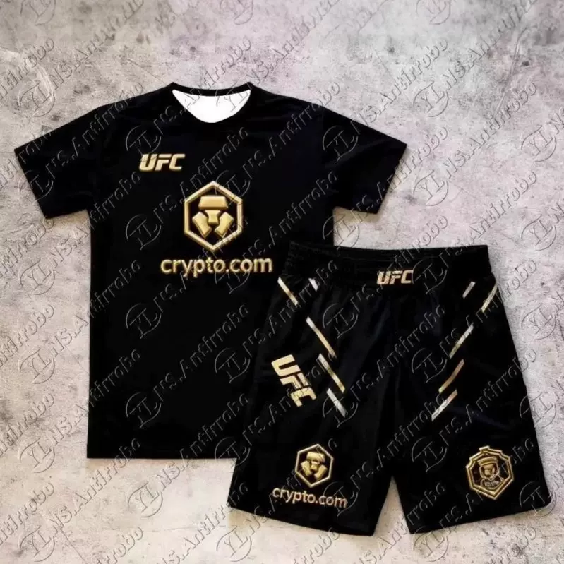 亚马逊热销款男士套装夏季新款3D印花男士薄款UFC运动散打服