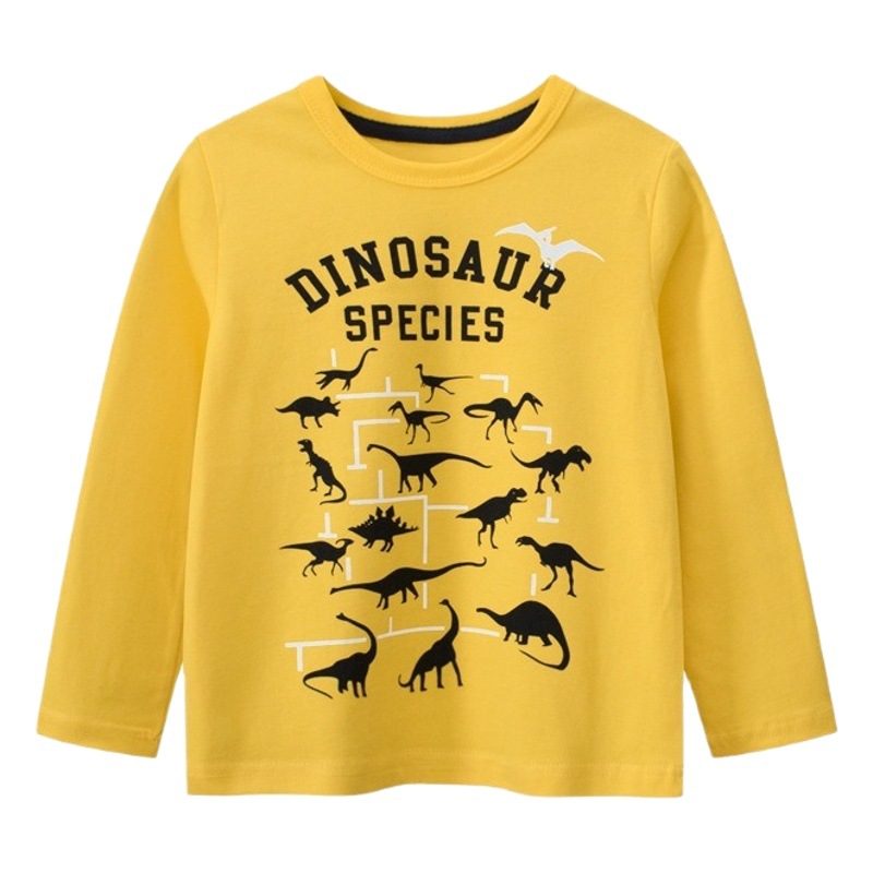 GRRR transfronteriza ropa para niños suministro en vivo 2023 otoño nuevo dinosaurio camisa de fondo Camiseta de manga larga para niños hombres y mujeres