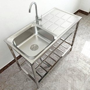 Kitchen stainless steel simple with single sink sink sink sink sink sink sink floor-to-floor worktop sink