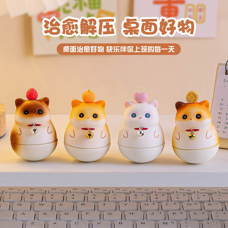 Cute Roly-Poly Mood Office Desk Ornament, Stress-Relief Gadget for Girls, Calming and Healing Decoration Gift