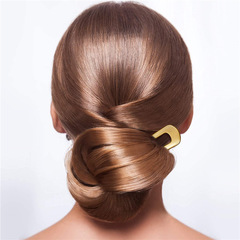European and American U-shaped gold and silver colored alloy gold-plated hairpin, fashionable and simple metal hairpin