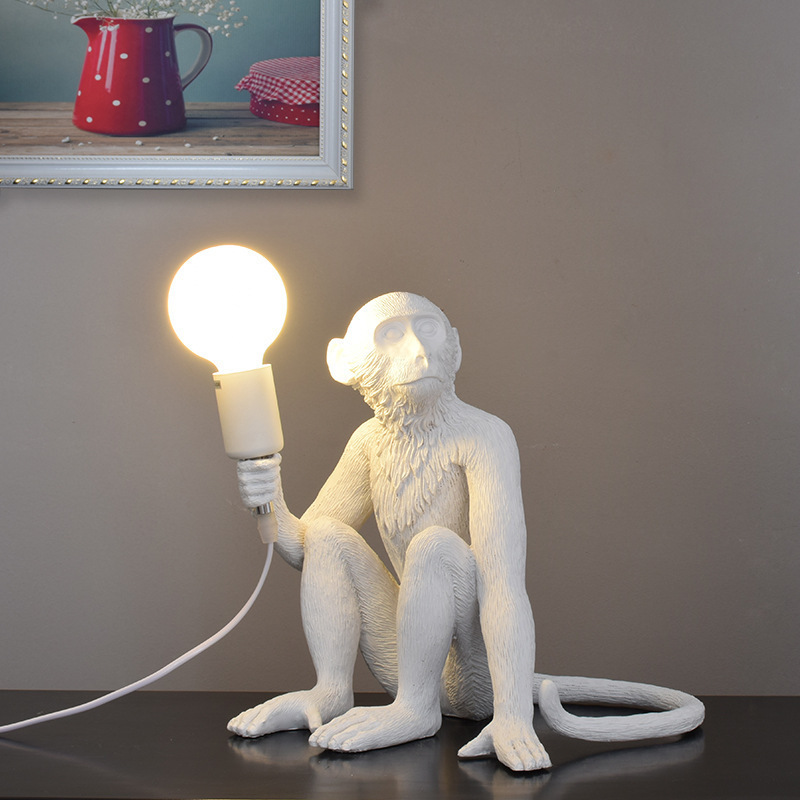 lámparas decorativas lámparas de cuerda de canapés animales lámparas de pared de resina decorativa mono tienda restaurante niños mono nórdico