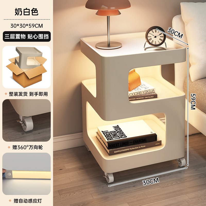 Mesa de cabezal de cama dormitorio armario de almacenamiento armario de almacenamiento estante de libros simple estante de visualización multifuncional estante de almacenamiento lateral doméstico