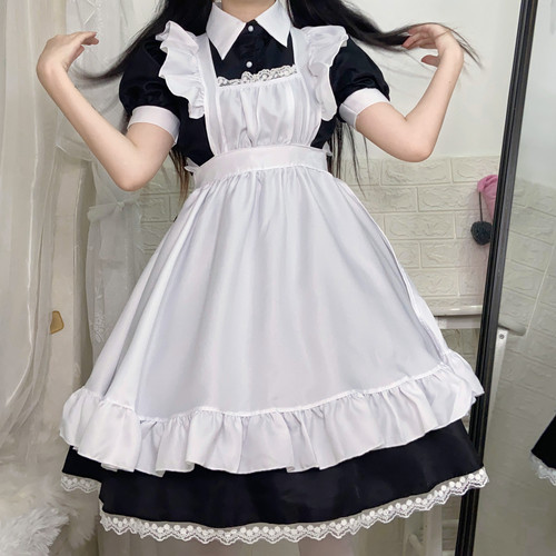 Cos black and white maid outfit cute maid soft girl Lolita dress Japanese sexy catwoman uniform suit