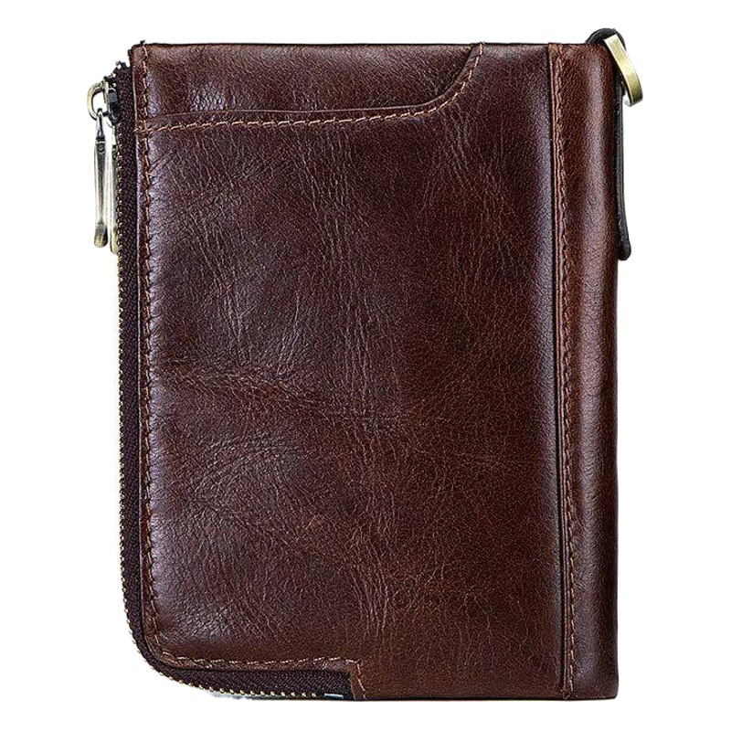 Hummer Paul Rfid Genuine Leather Wallet, Multi-Color Short Style Double Zipper Wallet, Vertical Style, Fashionable Casual Coin Purse Wholesale
